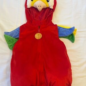 Kids Red Parrot Hooded Costume with Colorful Wing Accents